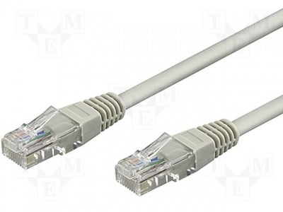 Кабел U/UTP5-CCA-200GY Кабел; U/UTP; 5e; свързване 1:1; многожичен; CCA; PVC; сив; 20m